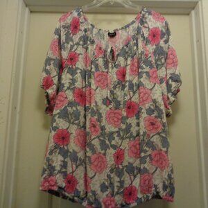 PRETTY GIRL SWEET GIRL TORRID BIG PINK FLOWERS RAYON BLOUSE TORRID 2